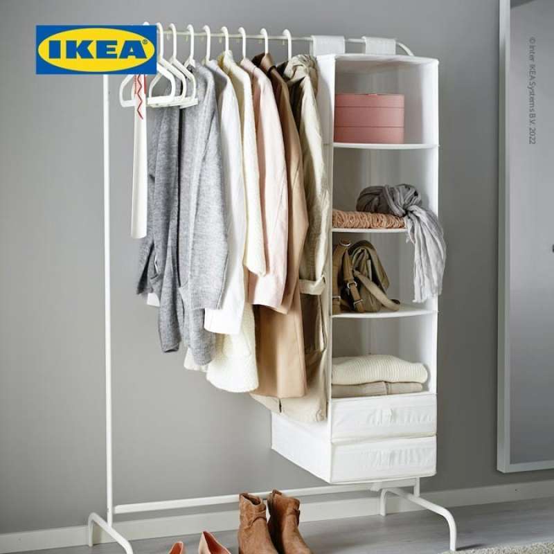 Promo IKEA MULIG Stand Gantungan Pakaian Putih 99x152 cm Diskon