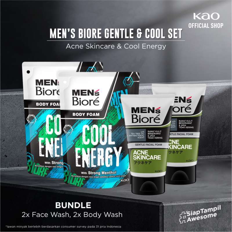 Promo Men's Biore Acne Skincare Facial Foam [100 Gr] Twinpack