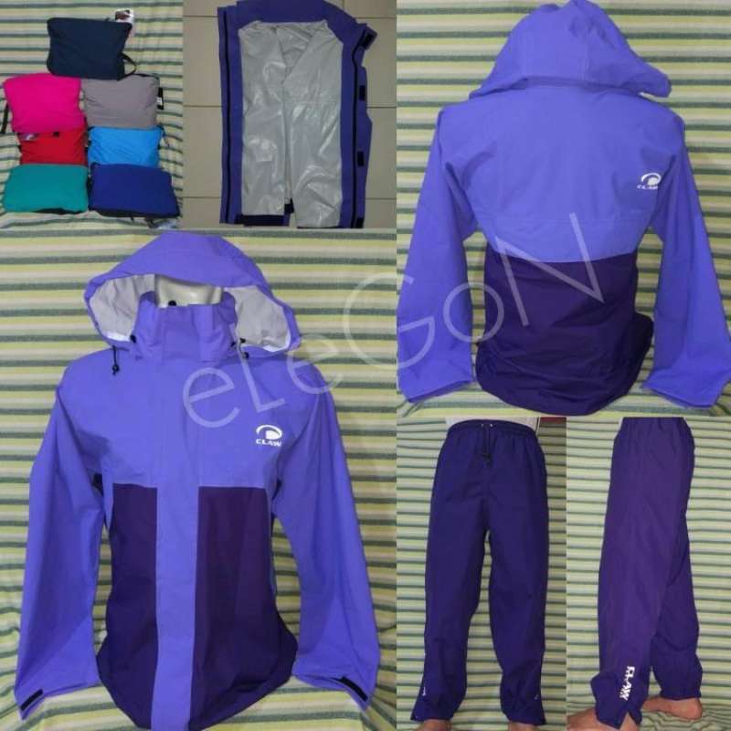 Jual Jas Hujan Jaket Raincoat Claw Ungu Muda Tua Full Sealer