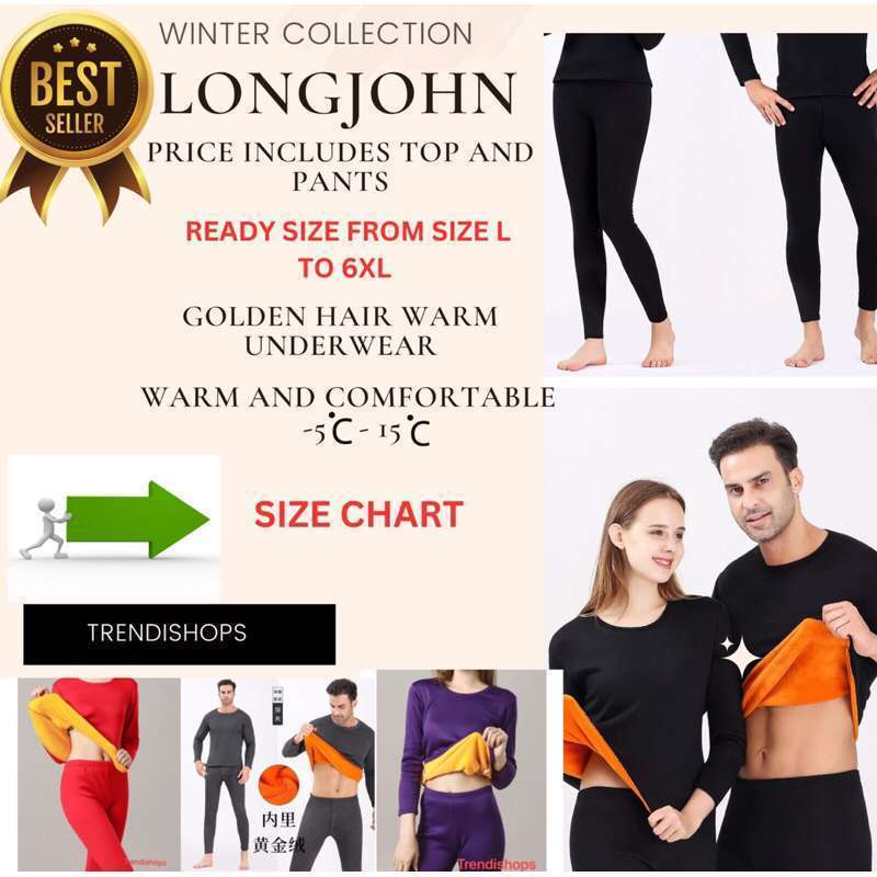 Premium set Longjohn Winter Pria Wanita thermal underwear long john  musim dingin