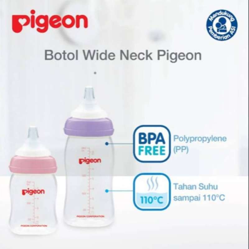 Botol susu bayi Pigeon Peristaltic Plus Wide Neck 240mL 3pcs BOY