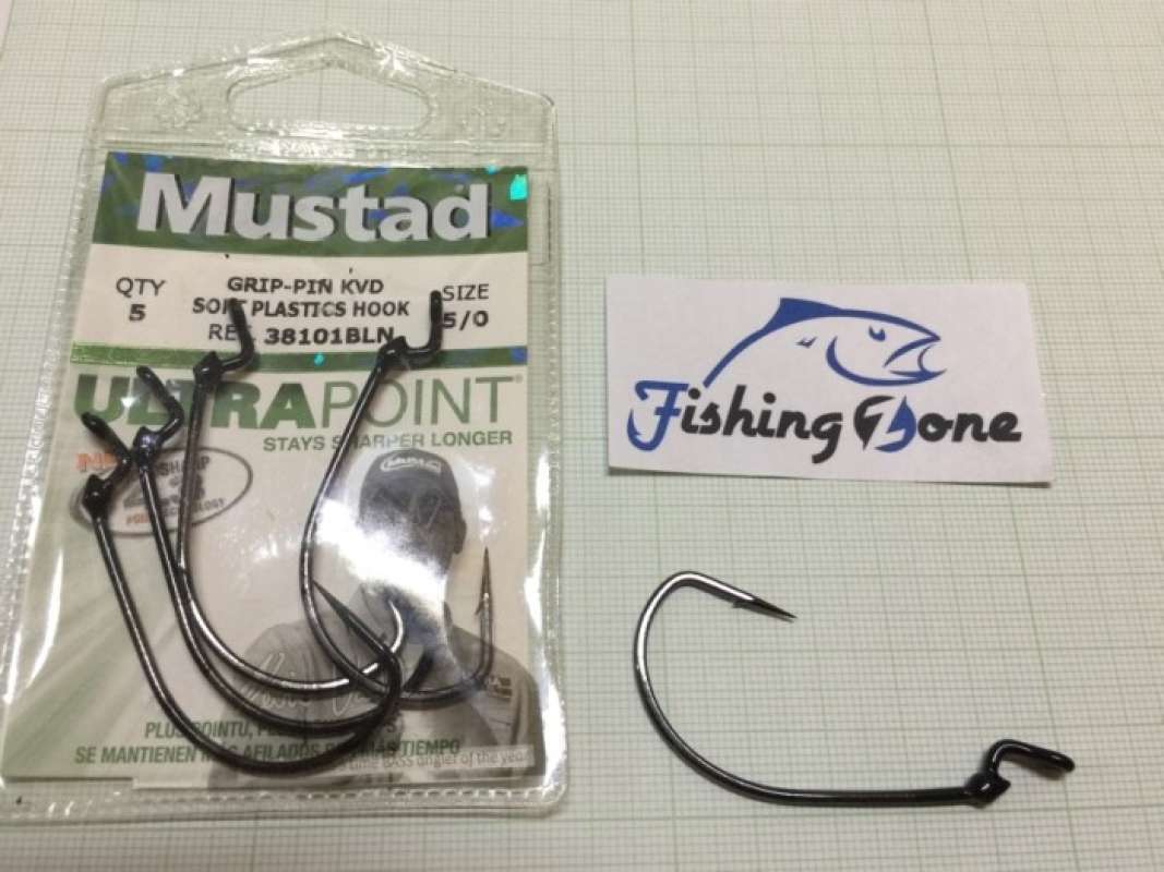 Jual Mustad Kvd Grip-pin Soft Plastics Hook Size 5/0 - Qty 5 Pcs