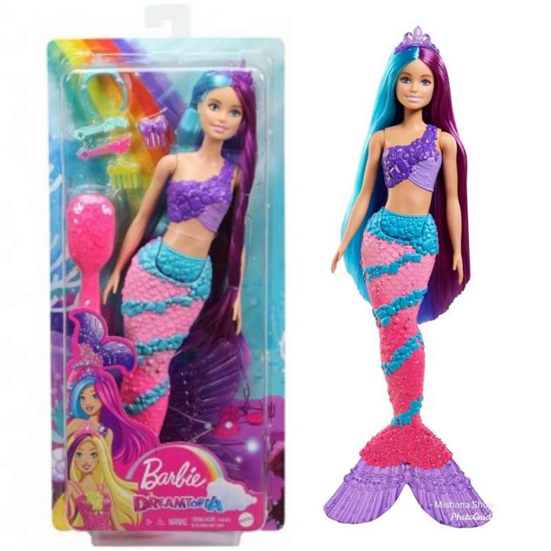 Promo Boneka Barbie Mattel Two Tone Mermaid Doll Dreamtopia With