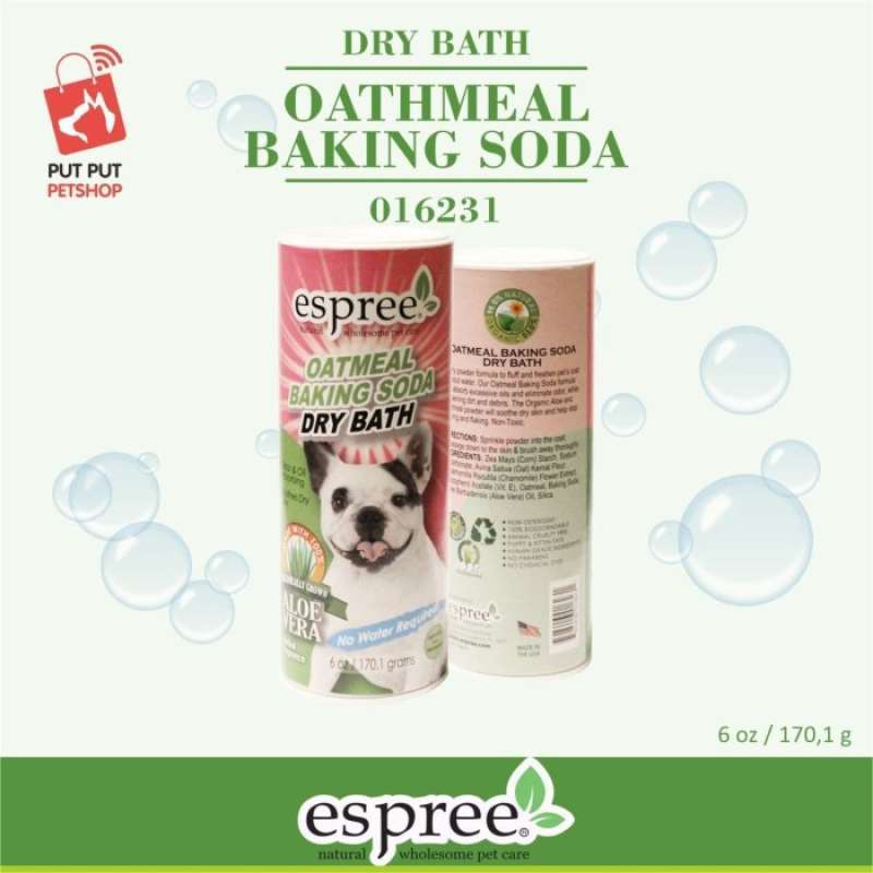 Dry dog bath store with baking soda