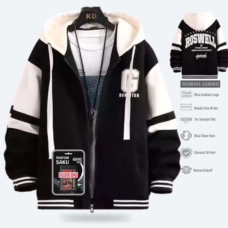 Jual Jaket Hoodie Pria Summter Hitam Cream Hoodie Zipper Pria - Main Image