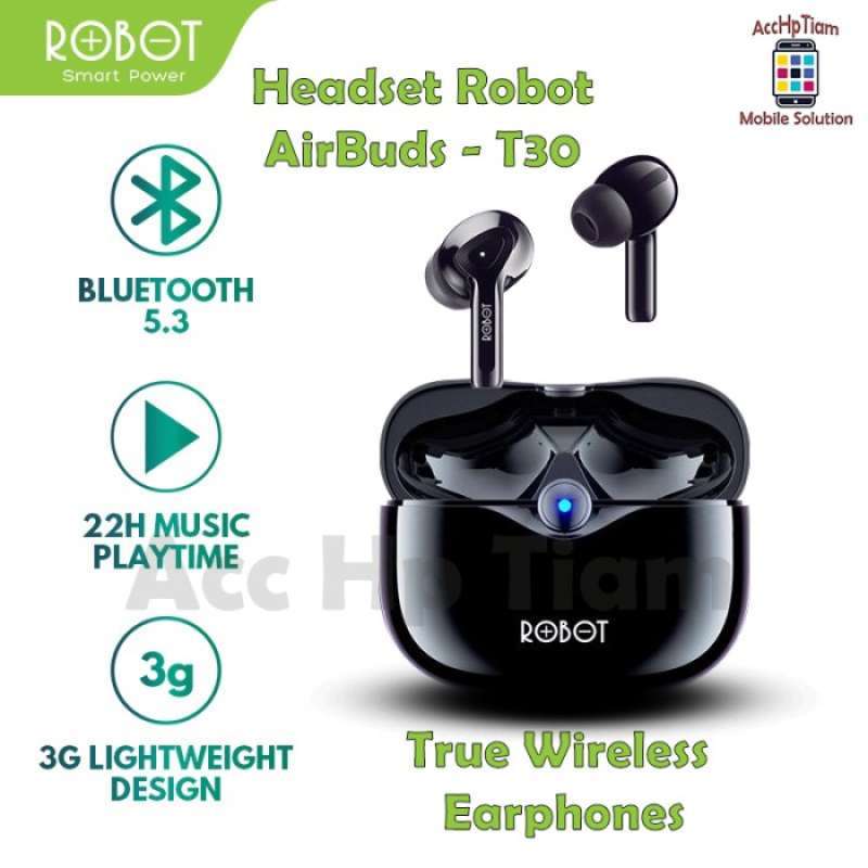 Headset Bluetooth Robot T30 TWS AirBuds EarBuds True Wireless Earphone