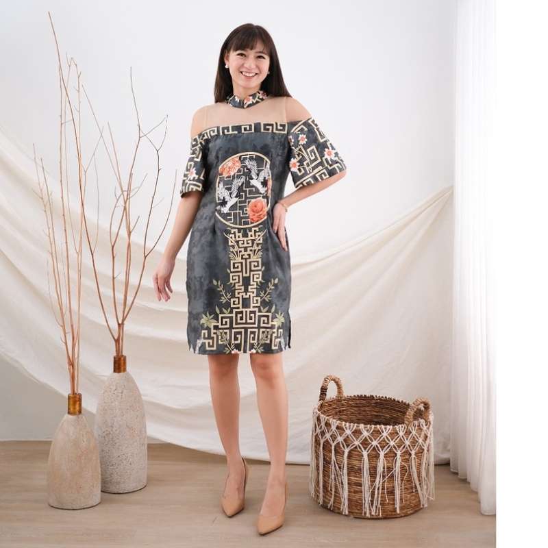 Jual EF639 DRESS SATIN CHEONGSAM MODERN CHEONGSAM WANITA DRESS