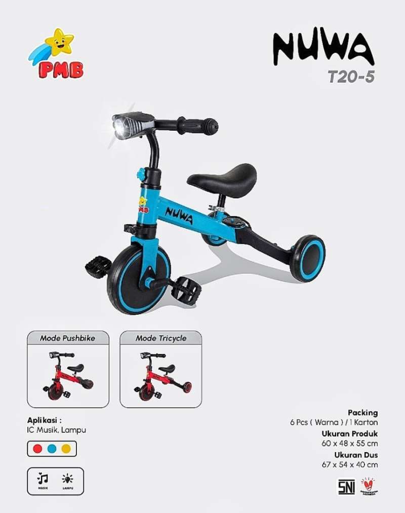 Promo T20 5 Pmb Nuwa Balance Bike Push Bike 3in1 Sepeda Anak Roda 3 Tricycle Diskon 1 Di Seller Sinar Toys Store Sinar Toys Store Kota Jakarta Utara Blibli
