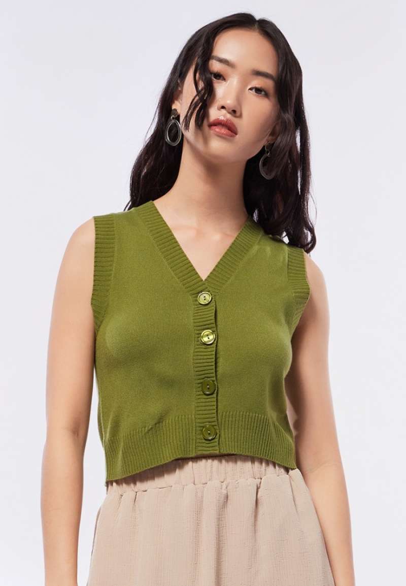注目ショップ・ブランドのギフト OHGA FOX KNIT 下れ VEST トップス