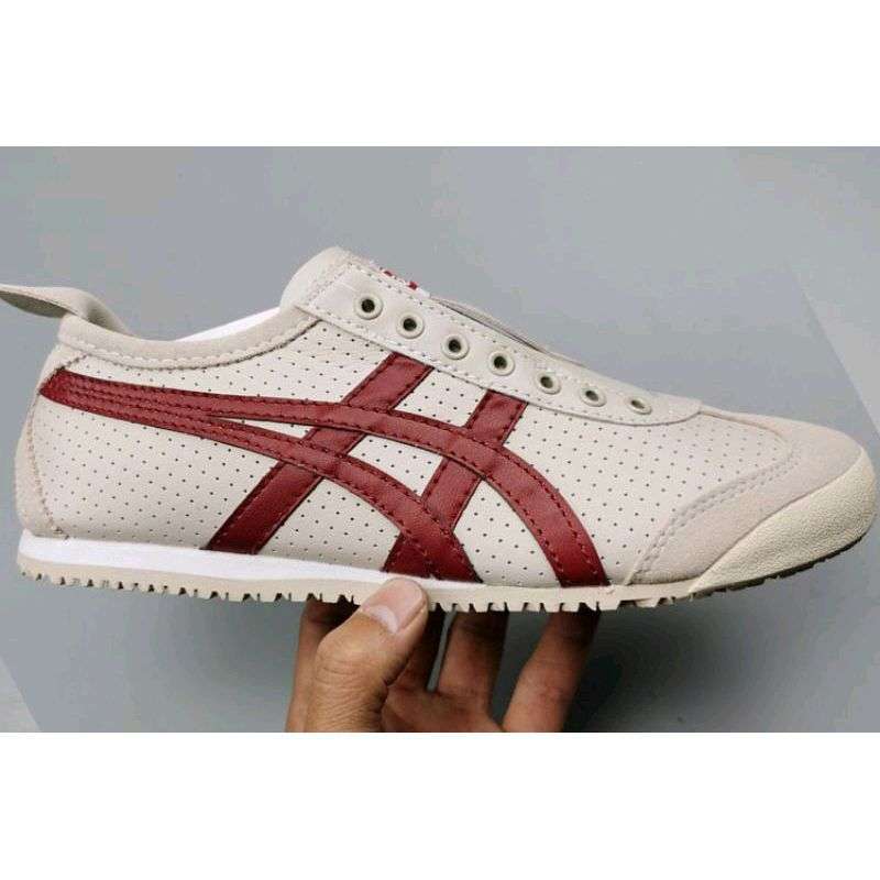 Jual Onitsuka Tiger Slip On Cream Red Maroon Model Terbaru