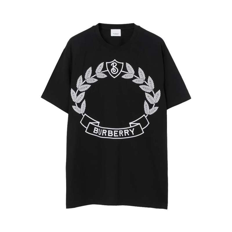 Promo Burberry Oak Leaf Crest Cotton Oversized T Shirt Black XS