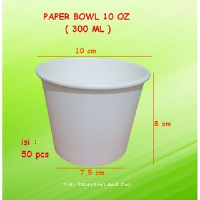 Jual Paperbowl Mangkok Kertas 10 Oz 300 Ml Polos Isi 50 Pcs Di