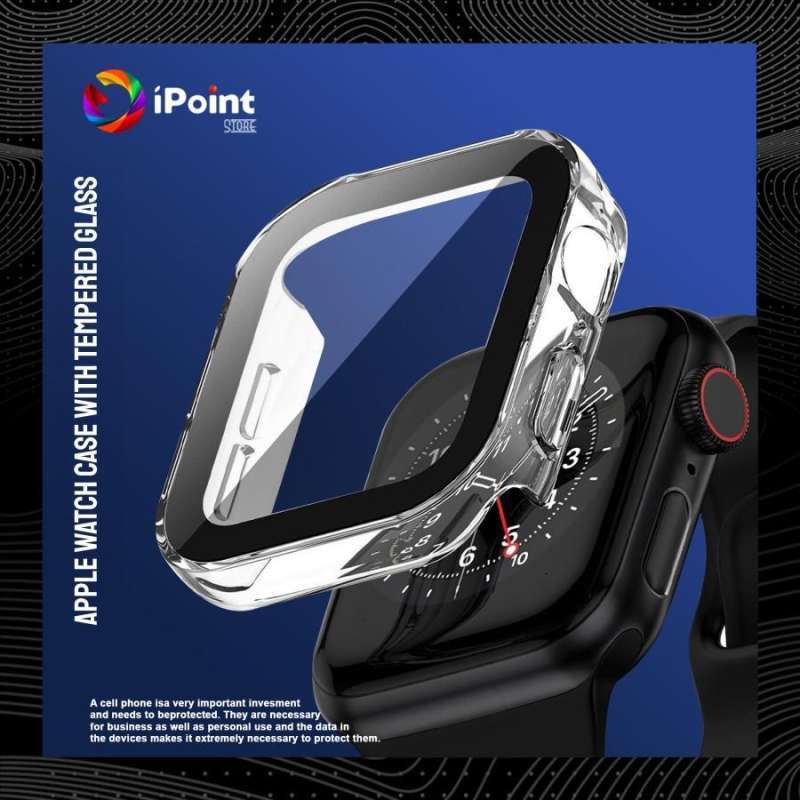 CASE APPLE WATCH SQUARE WITH FULL PROTECT BUMPER TEMPERED GLASS 41 MM,  CLEAR