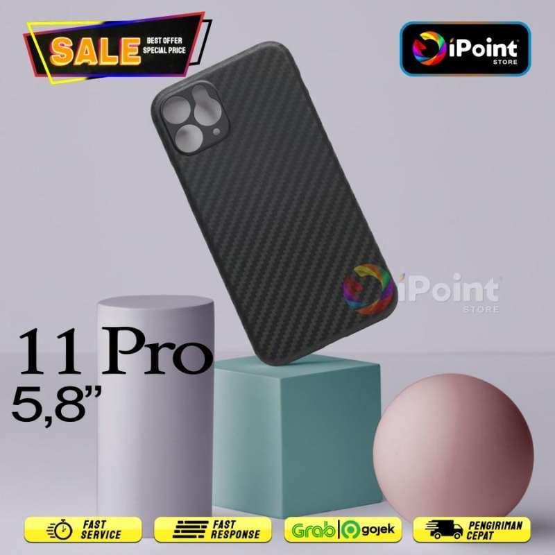 Case iPhone 11 Pro Ultra Thin Lens Protection Black Motif Carbon