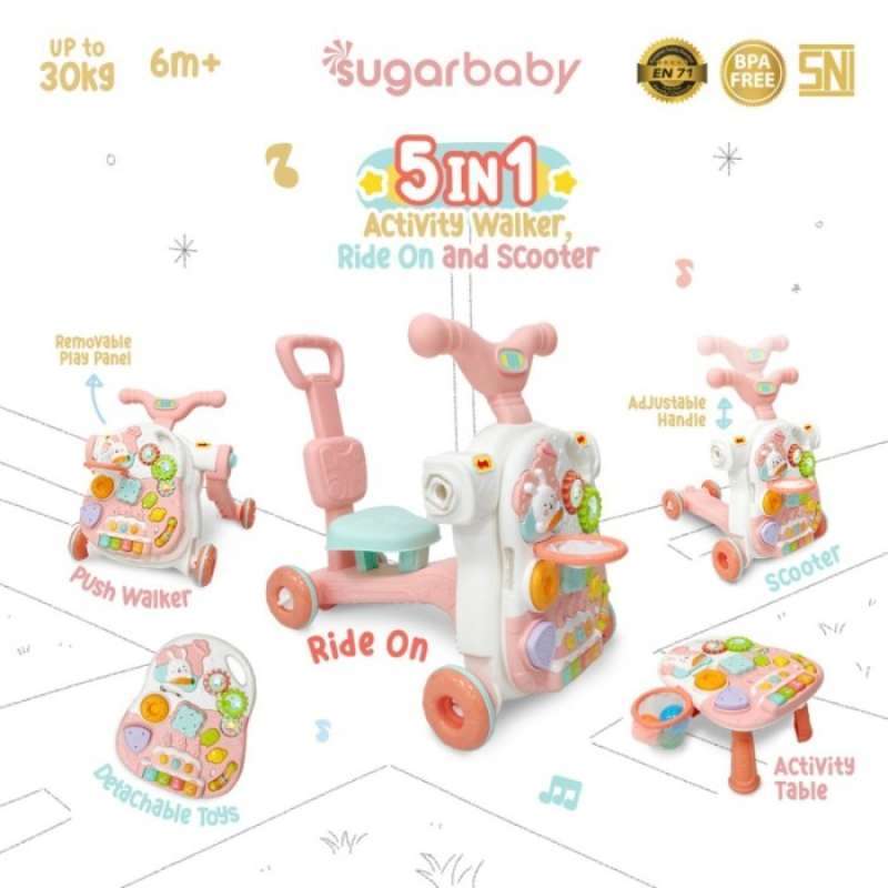 Sugar Baby Activity Walker 5 In 1 Ride On Scooter Baby Push Walker
