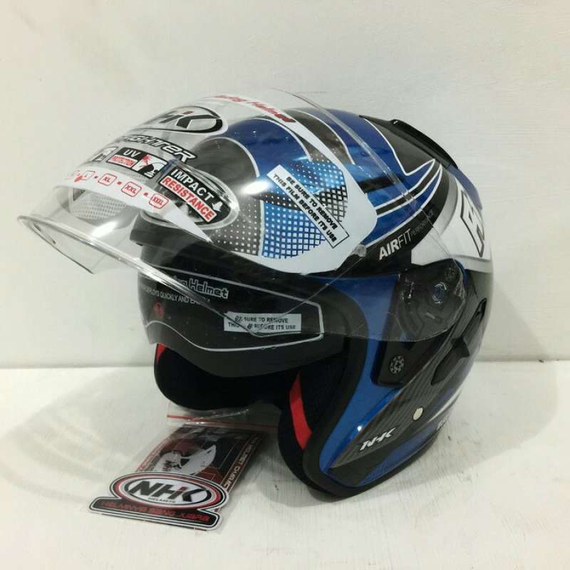 Promo Helm Nhk R1 Double Visor Matif Giga Blue Metalic Silver Biru