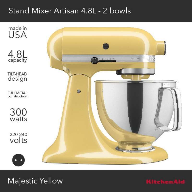 Artisan Mixer, 4.8L, Model 175, Majestic Yellow color - KitchenAid brand