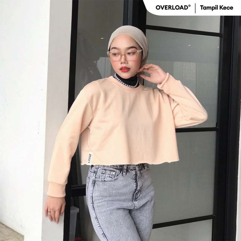 Jual JINISO Unfinished Sweater Crop Oversize Loose Crewneck
