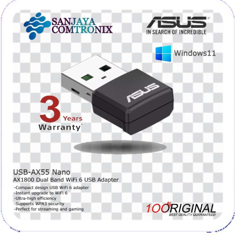 ASUS - USB-AX55-NANO-AX1800-DUAL-BAND-WIFI-6-USB-ADAPTER-USB-AX55-NANO