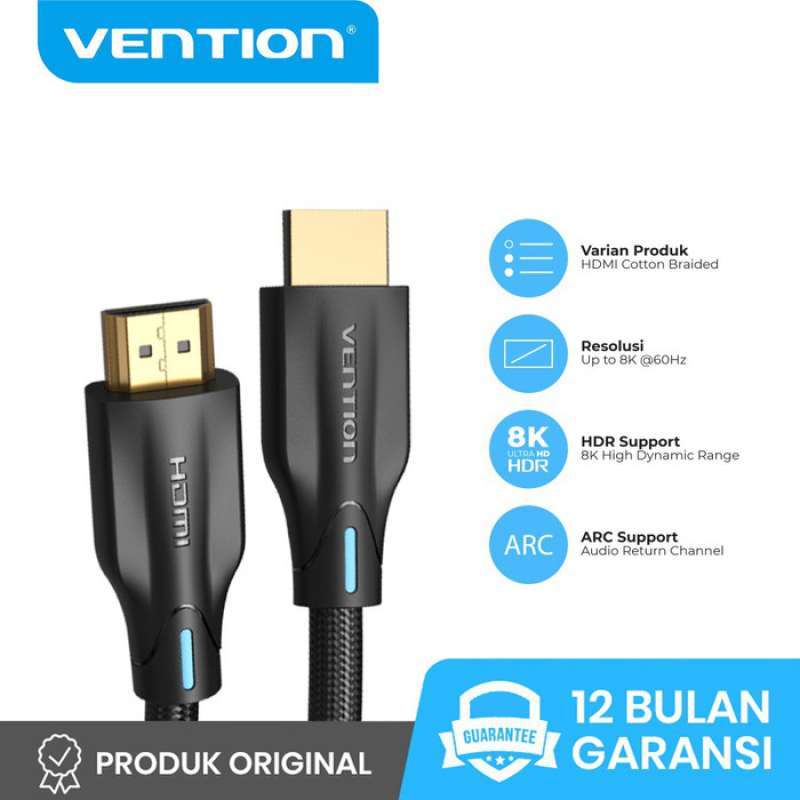 Promo Vention 0.5M Kabel Hdmi 2.1 Male To Male Braided 8K 4K High