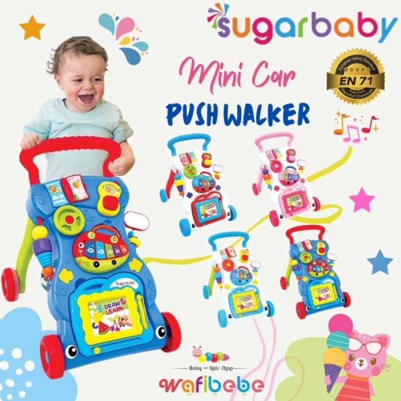 Sugar Baby Mini Car Push Walker Baby Walker Alat Bantu Bayi Berjalan Red Blue