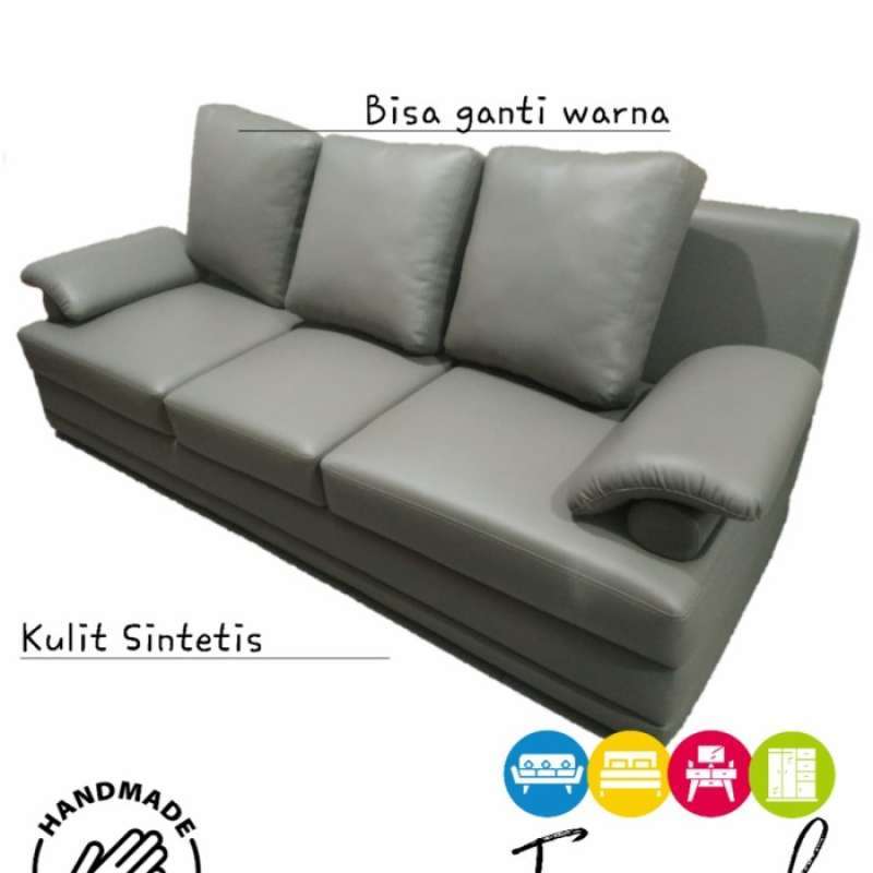 Sofa Minimalis Kulit Panjang 3 seater Silicone Heyo FREE BANTAL