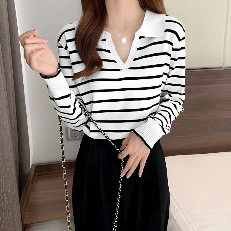Jual Knitwear Sweater Crop Rajut Sweater Bergaris Baju Rajut Import Crop Top Lengan Panjang Setrip Hitam Di Seller Citybag Citybag Kota Jakarta Utara Blibli