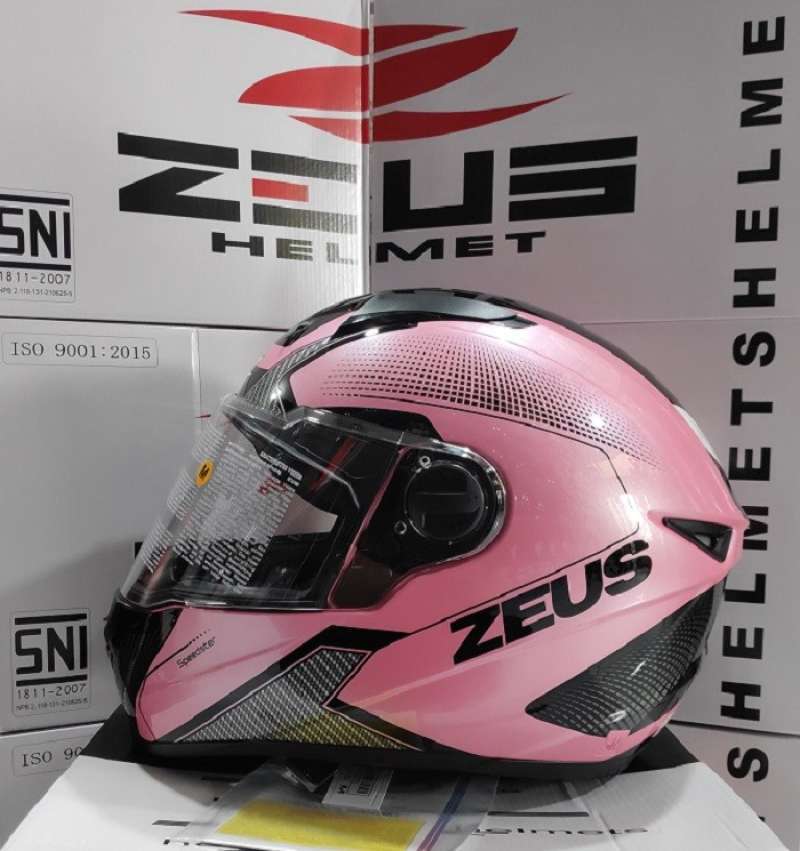 Jual ZEUS ZS811c PINK AL6 BLK Flat Visor Helm Full Face Zeus ZS