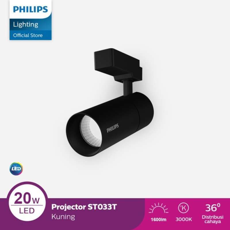 Promo Philips LED Projector ST033T Track Light Hitam 20W 3000K 36D