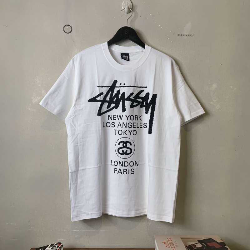 STUSSY Tee City Classic Font White 100 Authentic