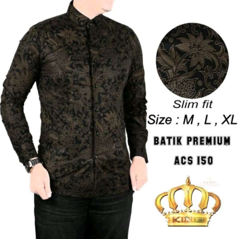 Baju batik top lelaki slim fit