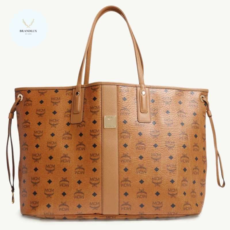 Jual Mcm Large Liz Reversible Shopper Tote Bag In Cognac 100