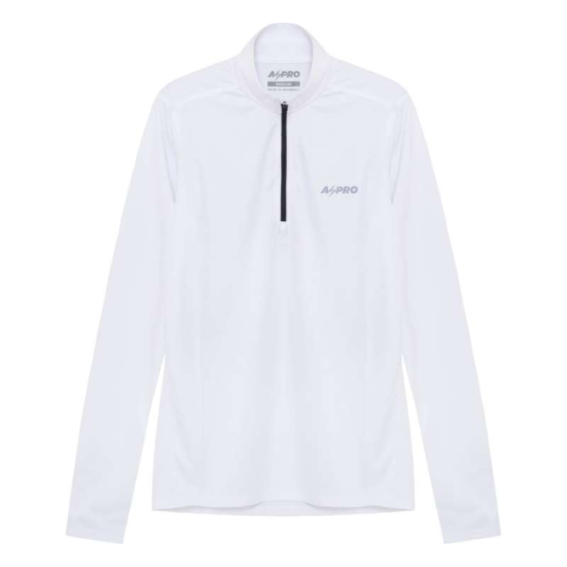 White Half Zip Running Top Aspro Half Zip Warm Up Running