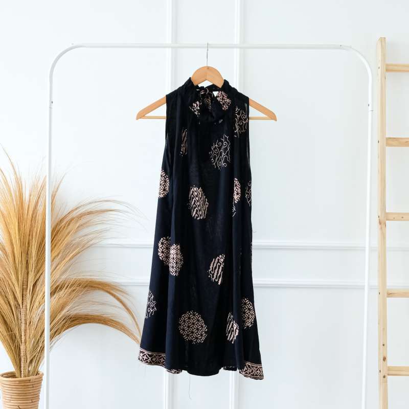 Jual DRESS HALTER AGNES BATIK SLEVEELESS DRESS BATIK MODERN
