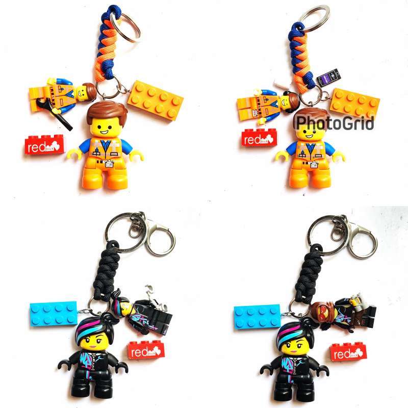 Gantungan Kunci Bagcharm LEGO Duplo Emmet Lucy Wyldstyle Paracord