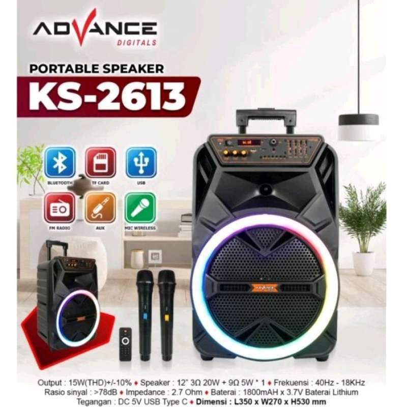 Jual Speaker Advance Ks 2613 Speaker Bluetooth Advance 12 Inch