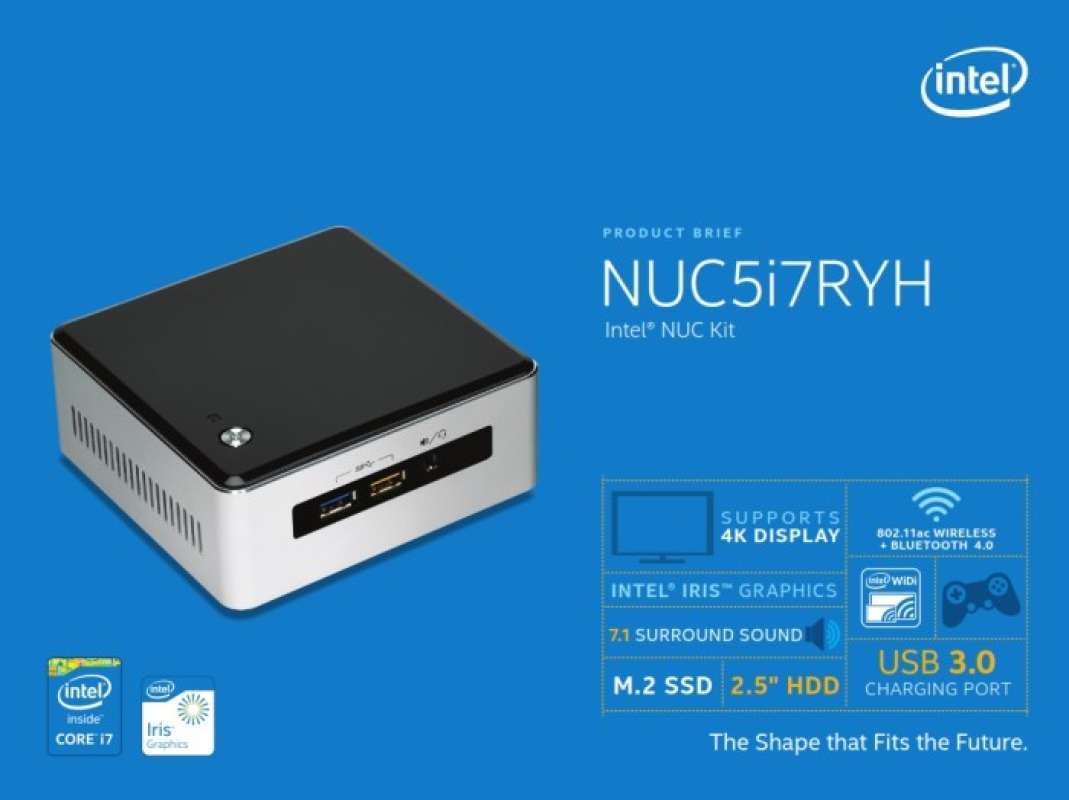 NUC5I7RYH INTEL NUC Mini PC i7-5557U 3.1Ghz 8GB RAM 240GB HD