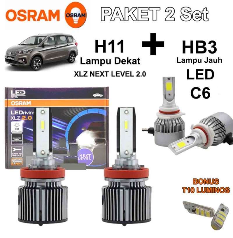 Promo Paket Lampu Led New Ertiga H11 Osram Xlz + Led C6 Hb3 9005