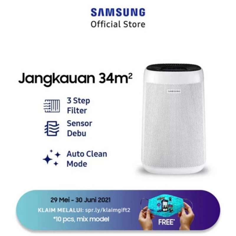 Promo Samsung Air Purifier AX34R3020WW with HEPA Filter coverage