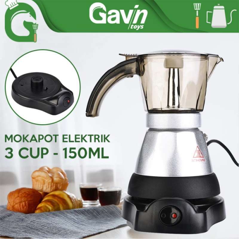 Promo Mokapot Listrik 3 Cup Electric Moka Pot 150ml Mokapot