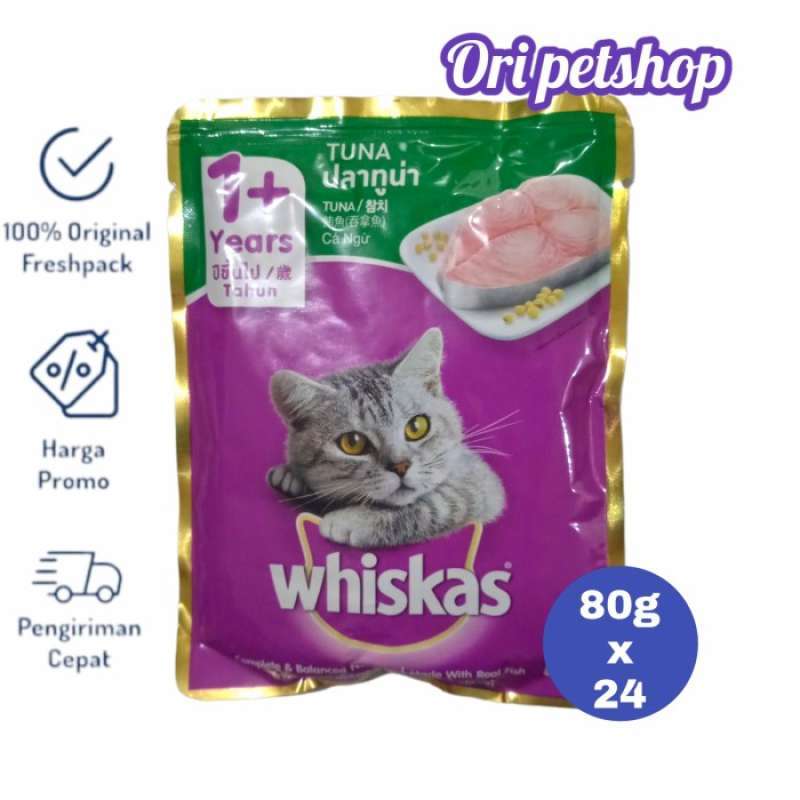 Promo 24 pouch Whiskas Sachet Pouch 80g Wet Cat Wood 1 Tuna