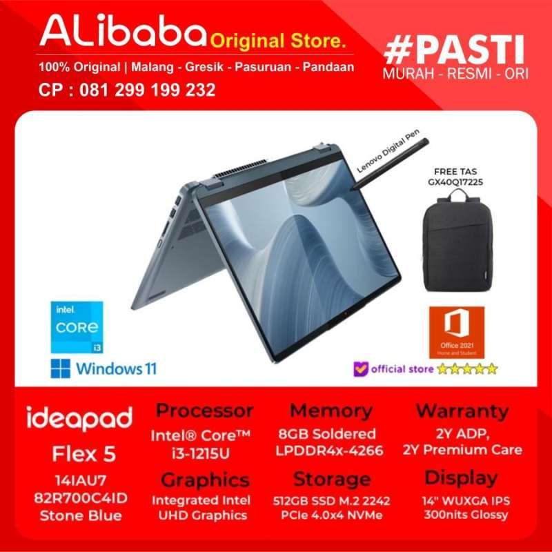 LENOVO IdeaPad Flex 14IAU7 82R700C4ID Core i3 1215U 8GB 512GB W11
