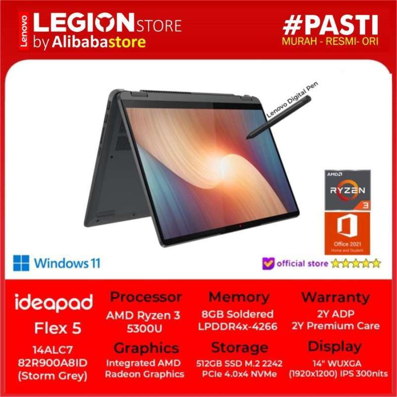 Jual Lenovo Ideapad Flex 5 14alc7 82r900a8id Ryzen 3 5300u 8gb