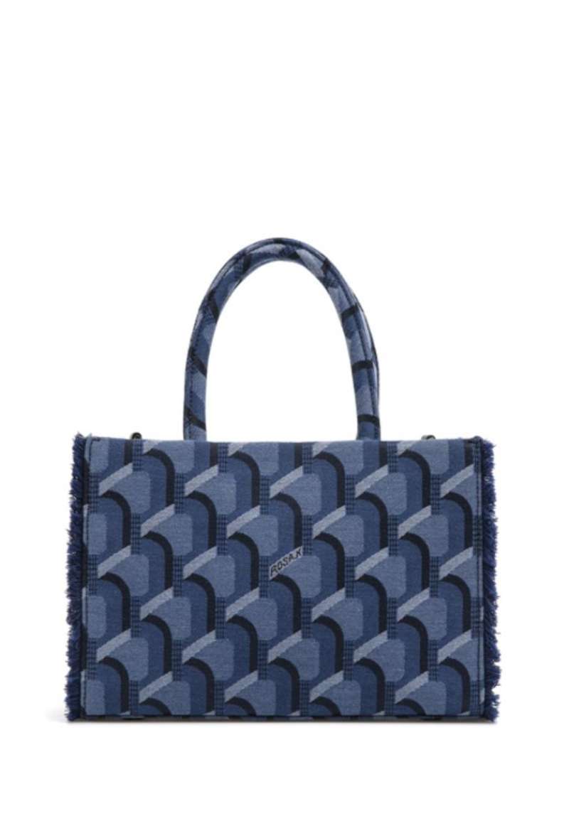 Promo Rosa.k Jeans Monogram Day Tote Denim Blue Sm Diskon 25