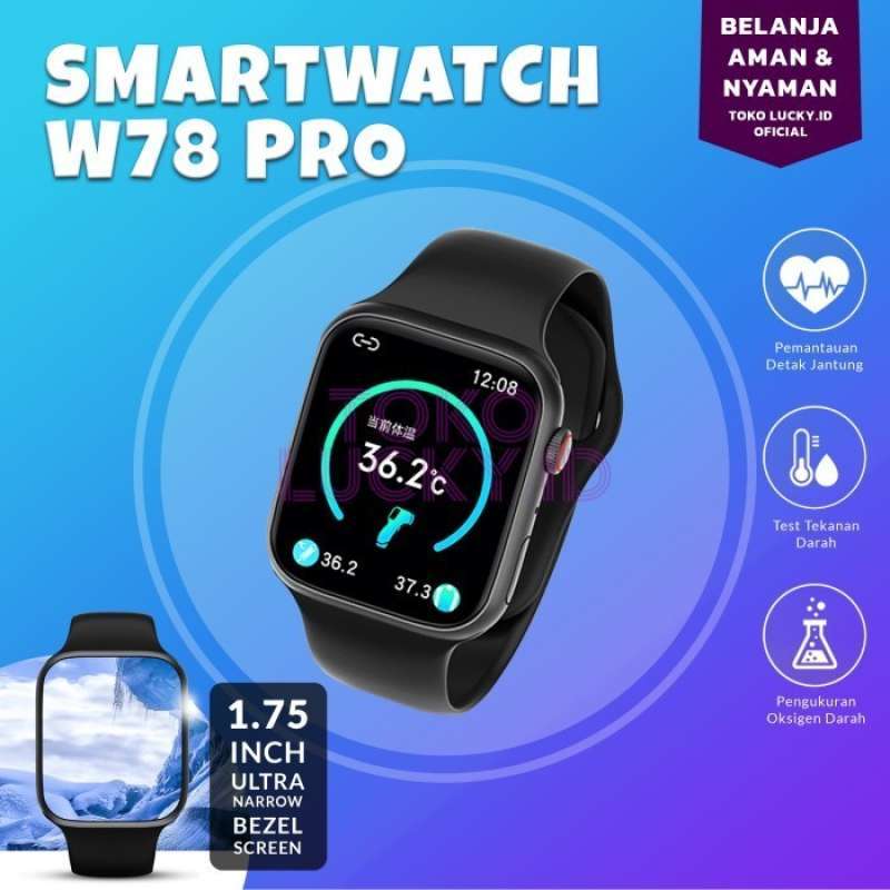 Jual Jam Tangan Smartwatch Pria Wanita Berkualitas IWO W78 Pro di