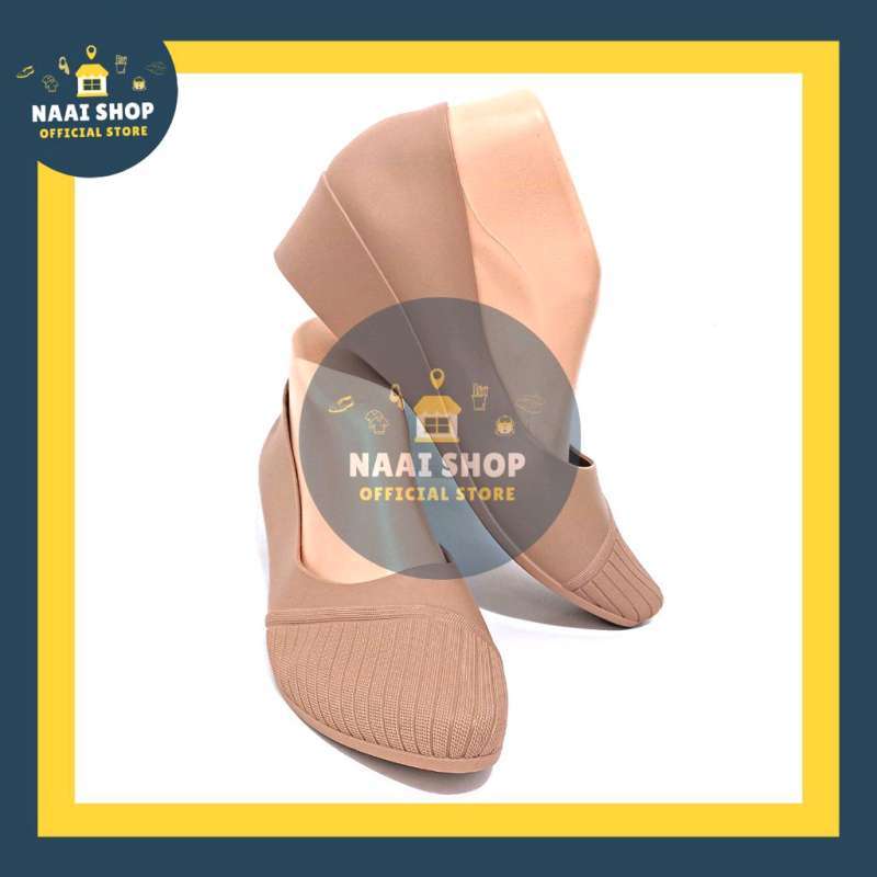 Sepatu Wanita Wedges Model Salur Kekinian Tinggi Heels 4 CM Size 36 40 Wedge Jelly Shoes Kasual Cewek Korea Style Terbaru Sepatu Kerja Sekolah Naai
