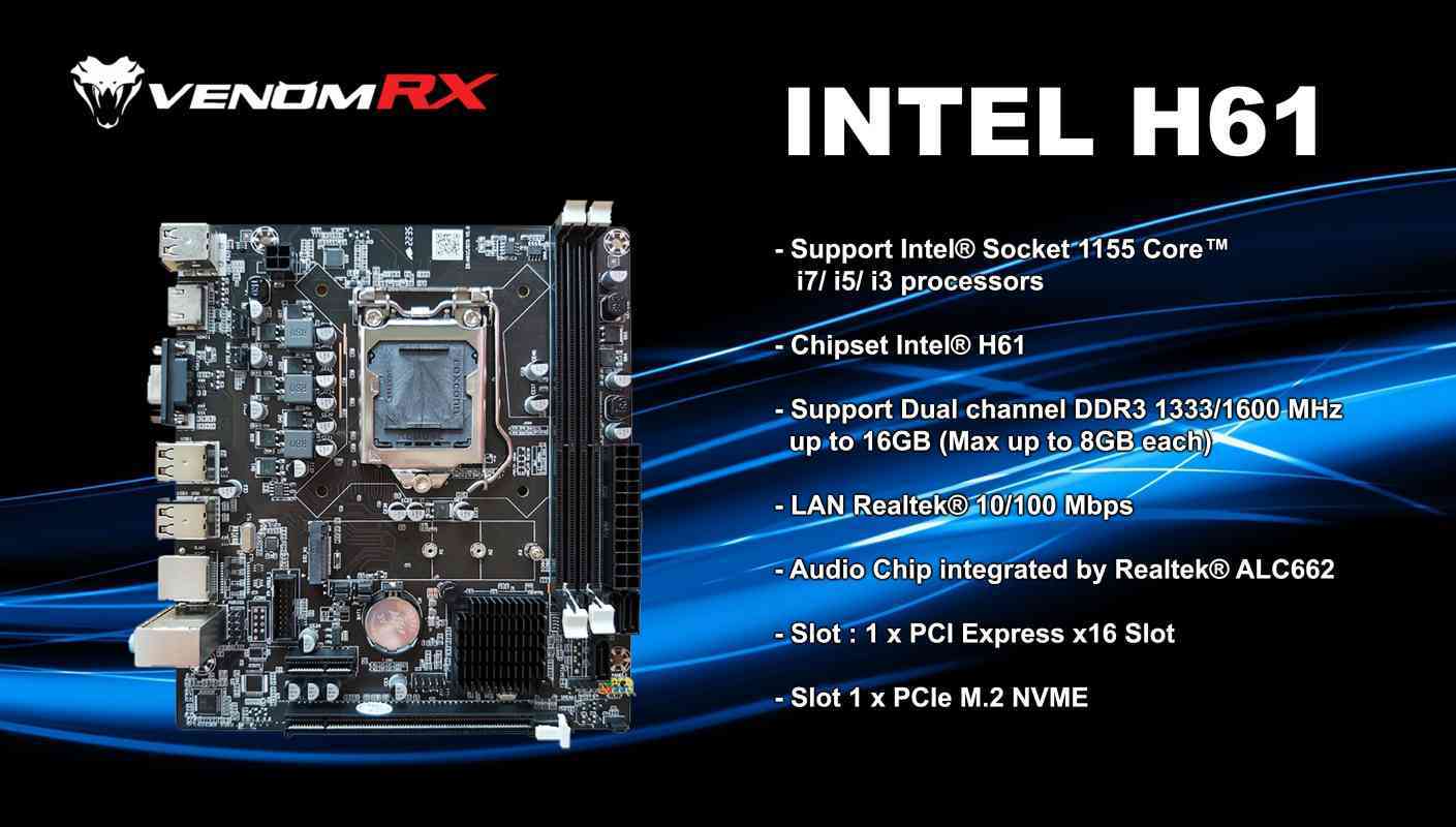 Jual Motherboard Mainboard Mobo VenomRX Intel H61 DD3 Socket LGA