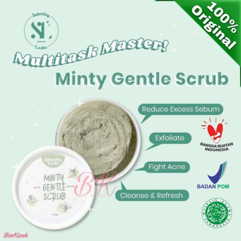 BPOM Saturday Looks Minty Gentle Scrub Face Mask 125gr Masker Wajah