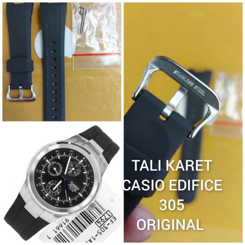 TERLARIS TALI JAM TANGAN KARET CASIO EDIFICE EF 305 ORIGINAL