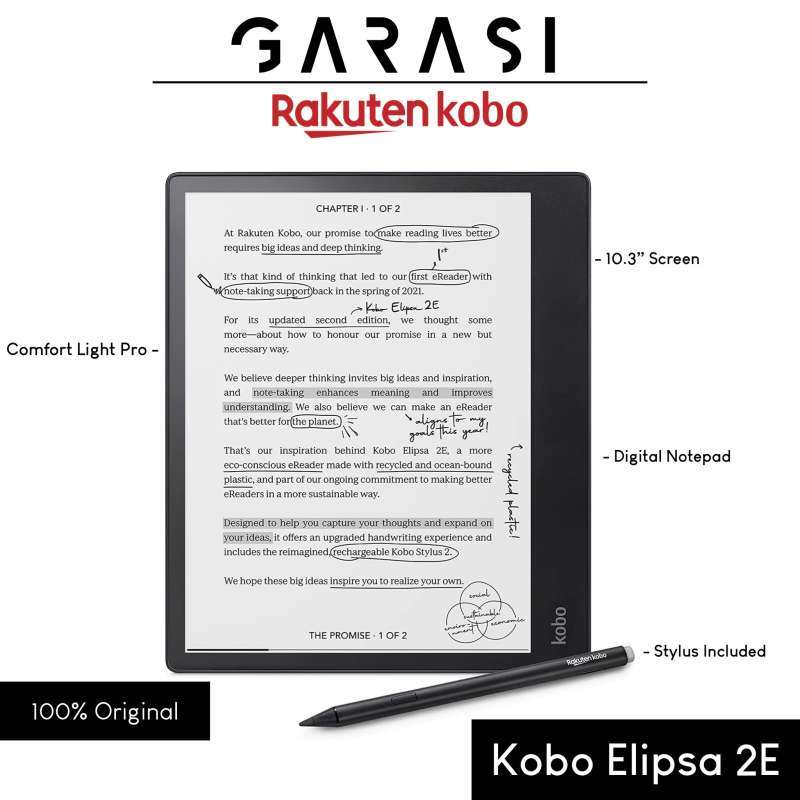 Kobo Elipsa 2E, eReader, 10.3? Glare-Free Touchscreen with ComfortLight  PRO, Includes Kobo Stylus 2, Adjustable Brightness, Wi-Fi, Carta E Ink  Technology